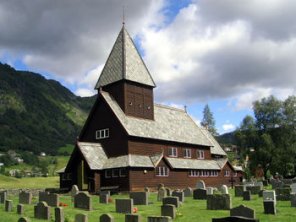Foto van Rldal stavkirke staafkerk in Noorwegen
