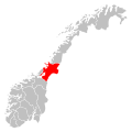 kaartje van provincie Nord-Trndelag in Noorwegen