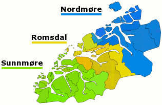 Plaatje van kaartje met districten in provincie Mre og Romsdal in Noorwegen
