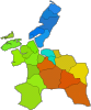 Plaatje van kaartje met districten in Sr-Trndelag in Noorwegen