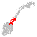 Kaart van de regio Midden-Noorwegen